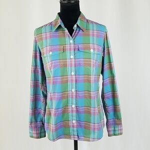 Patagonia women 6 long tab sleeve plaid gorpcore hiking